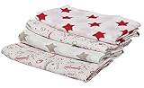 Bacati Baseball Set of 4 Muslin Swaddling Blankets, Red/Grey [並行輸入品]