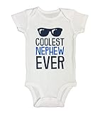 Cute Baby Onesie " Coolest Nephew Ever " Funny Boys Bodysuits – Royalteeシャツ カラー: ホワイト