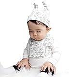 【ベビー 帽子+よだれかけセット】悪魔帽子 角付き帽子 スタイ よだれかけ オフホワイト