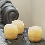 (ランプラスト) LampLustワックス彫刻柱状キャンドル アイヴォリー 3本セット リモコン バッテリー付属 LC003695