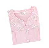 Asia Color マタニティ ナイトウエア 上下セット 授乳口付き 可愛いレース　肌に優しいガーゼ生地　ルームウエア パジャマ (XL, ピンク)