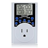 タイマースイッチコンセント、feelleデジタルプログラム可能なプラグインタイマーソケットwithアラーム、カウントダウン、タイミングサイクルの植物、ガーデニング、ライト、水ポンプ 1Pack-TS0