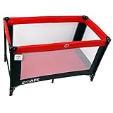 iSafe Rest & Play Luxury Travel Cot/Playpen - Warm Red (Black/Red) 120 cm x 60 cm by Rest & Play