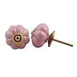 IndianShelfのセット20ハンドメイドセラミックピンクゴールドラインMediumドアノブ引き出しハンドルドレッサーPulls