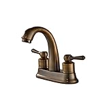 Rozin アンティーク真鍮 洗面所 流し台用 蛇口 デュアルレバー レトロスタイル 浴室 シンク用 混合水栓