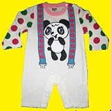 だまし絵：サスペンダー付き★パンダロンパース　70・80ｃｍ (80ｃｍ)