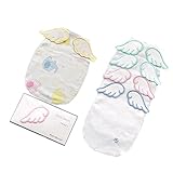 二丁目 汗取りパッド  天使の羽 ベビー 赤ちゃん あせとり パット インナー 背中 ガーゼ5枚セット blue+white+pink+green+1 random type and color(M)
