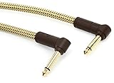 Fender シールドケーブル Deluxe Series Instrument Cables (2-Pack), Angle/Angle, 6", Tweed 08