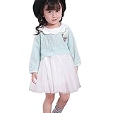 Cutelove　ドレス　 プリンセスドレス　ニット　レース　花付け　ニットドレス　長袖　ロングスリーブ　女の子　ベビー　ガールズ　赤ちゃん　幼児　秋　可愛い　素敵　カジュアル　普段着　素敵　韓国　チ