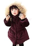 子供服 2色入荷　帽子付き　綿入れ　キッズ ジュニア コート ジャケット アウター 上着 かわいい 防寒 保温　女の子140CM ワインレッド