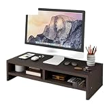 モニター台 幅50cm 二段式 ディスプレイ モニタースタンド パソコン 机上台 キーボード収納 PCラック プリンタ台 (ブラックウォールナット)