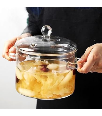 Amazon | Zxyler 耐熱ガラス調理鍋 ふた付き 1000ml アンバー 丸型