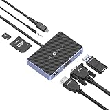 SETMSPACEドッキングステーション type c 7-in-1 ドッキングステーション Type C ハブ USB3.0 5Gbps 4KHDMI PDドッキングステーション アルミ合金+ABS材質 どっきんぐ （ USB-A HDMI PD VAG Audio SD TF）Windows8/10、Mac OS 、Androidに対応 87.5*55*14mm 7-IN-1