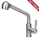 HomeIdeas Commercialシングルハンドルプルダウンスプレーキッチンシンク蛇口付き、high-archプルアウトスプレーシンク蛇口付き、ステンレススチール HOMEIDEAS D01V1
