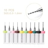 Mallofusa 10Pcs 0.3-1.2mm PCB プリント回路 基板 炭化物 ミニ マイクロ ドリル ビット CNC