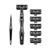 貝印 KAI AUGER フェイスケアセット オーガー 毛抜き ひげ剃り 替刃 男性用カミソリ メンズ 5枚刃 スタイリッシュ