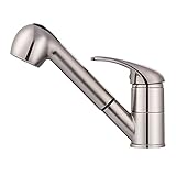 HomdoxモダンCommercialブラッシュニッケルステンレススチールシングルハンドルプルアウトスプレーバー付きキッチンシンク蛇口、Small Pull Downキッチン洗面withoutデッキプ