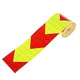 Perfk 自動車　カー　バイク　自己粘着　ステッカー　安全テープ　船舶などに　反射安全警告テープ　矢印パターン　事故避け　3m　赤と黄