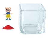 花市場直送便 ミニチュアガラス ベアーちゃん & カラーサンド レッド & 植え込み用グラス ニューブロックS
