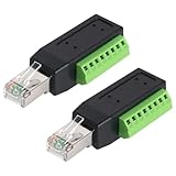 Poyiccot L型 RJ45 LAN アダプタ、RJ45ネジ端子ブレークアウトボードアダプタ、8ピンネジ端子アダプター、8ピンネジ留め式 端子コネクタ、RJ45オスアダプターコネクタネジ留め式端子コネクタ用 デジタルDVRアダプタ (2個)