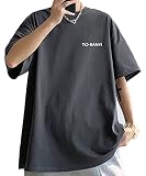[ANONIE]tシャツ メンズ 半袖 大きいサイズ 無地 おしゃれ ゆったり 夏服 メンズ tシャツ dark grey XL