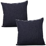 YunJeude クッションカバー 40x40cm 北欧 2枚セット おしゃれ 可愛い リネン 亜麻 無地 シンプル ファスナー インテリア 家庭装飾 車 部屋飾り 四季通用 (40x40, ブラック)