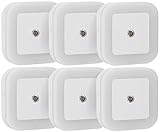 greesuit 0.5 WプラグインLED夜ライトランプスマートセンサー壁ライト夜ランプ廊下キッチンベビー子供寝室、デイライトホワイト、6パック