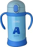 サーモス THERMOS FHV-350ST　名入れ ハンドルベビーストローマグ（ネコ・ブルー）