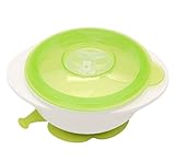 RayMoon　クリア　滑り止め　子供用食器　軽量　感温スプーン付き　吸盤付き　出産祝い　レッド