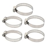 Hommy ホースクランプ ホースバンド　33mm-57mm　調節可能　ステンレス鋼　 シルバートーン　5個入り