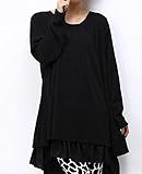 (チレーネ) Chilene チュニック 長袖 ニット バック リボン 切り替え 体形カバー ゆったり マタニティ レディース ワンピース ミニ丈 レース ブラック XL