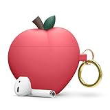 【elago】 AirPods 対応 ケース カラビナ 付き ファッション シリコン カバー 耐衝撃 衝撃 吸収 ケースカバー 耐衝撃 傷防止 落下防止 保護 アクセサリー [ Apple AirPods1 / AirPods2 Wireless Charging Case エアーポッズ 対応 ] PEACH HANG レッド