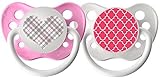 Ulubulu Pacifiers for Girls, Pink Plaid Heart and Pink Moroccan Pattern, 6-18 months by Ulubulu [並行輸