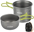 Overmont DS-101 アルミ クッカーセット アウトドア鍋 キャンピング 調理器具 食器 2点セット 収納袋付き