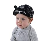 Simple Plan　ベビー　子供用　ねこみみ　野球　キャップ 帽子　UVカット　日焼予防　ハット　100％綿製 男女兼用　46~50cm　6~36ヶ月　サイズ調整可能　ボーダー　ドット (ブラック