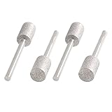 SODIAL(R)4x 8mm シリンダーヘッド　ダイヤモンドマウントポイント　研削ビット　45mmの長さ