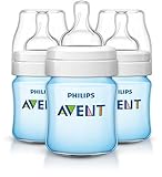 Philips AVENT Classic Plus BPA Free Polypropylene Bottles, Blue, 4 Ounce (Pack of 3) by Philips Aven