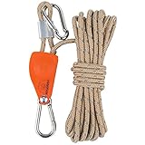 PEWETE プーリー ラチェット ロープ ハンガー、高耐久、カラビナ付き高速 ウィンド ロープ、オーニング テント バックパック用, 6mm5mカーキ