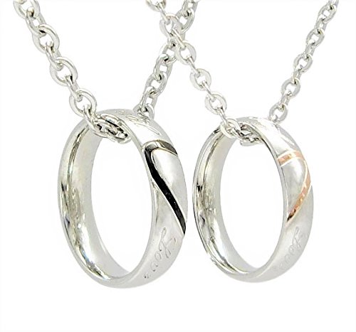 アンディアーノ 指輪としても使える2way ハートが繋がる カップル リング ペアネックレス 2個セット