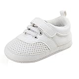 キッズスニーカー　ベビー運動靴　赤ちゃんメッシュレースアップシューズ　ガールズ　ボーイズ　快適　歩行練習　柔らかい底　マジックテープ付き靴　綿布　結婚式 　ホワイト 12cm　6-12ヶ月に対応　春夏