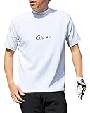 [MC MensCasual] モックネックシャツ ゴルフ メンズ 半袖 春夏 ゴルフウェア 接触冷感 GIORNO SEVEN ジョルノセブン ハイネック ストレッチ ロゴポロシャツ 1-ホワイト XXL