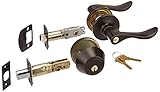 Schlage JC60V SEV 716 Security Set Single Cylinder Deadbolt and J54 Keyed Entry Seville Lever, Aged 
