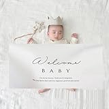 LIKENNY ハーフバースデー タペストリー happy birthday 壁掛け タペストリーセット 出産祝い 妊娠発表 歓迎 飾り付け 誕生日 記念日用 ハンドメイド フック貼り付けツール付き（横版Welcome Baby）