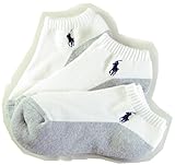 (ポロ ラルフローレン)POLO Ralph Lauren ソックス キッズ ボーイズ ３足セット リブ ポニー ホワイト×グレー 8-9.5 [並行輸入品]