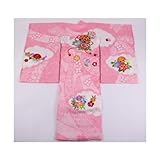 お宮参り 正絹 女児 産着 御祝着（のしめ）本絞り加工 刺繍柄 GBU4 （フードセットをプレゼント！）
