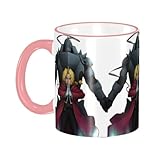 鋼の錬金術師 マグカップ コーヒー セラミック おしゃれ 牛乳カップ お茶カップ すべり止め取っ手 大容量 保温コーヒーカップ 食器 セラミック オフィス ホーム ギフト用 330ml Pink