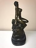 ブロンズ真鍮アートホットStatue – Naked Girl onハードロック – Posingモデル – Naked Tease – セクシーな図 – フィットCurvy Body – Detia