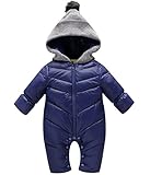 ベビー服 男の子 前開き ジャンプスーツ カバーオール 着ぐるみ 新生児 中綿 厚手 防寒 出産祝い ブルー 90