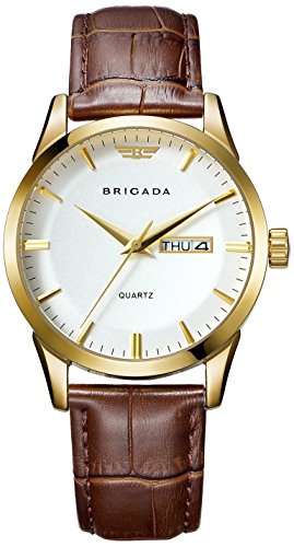 BRIGADA メンズ 腕時計 スイス 登録 ブランド ファッション 時計 ブラウン ベルト 交換 でき (白金) [並行輸入品]