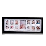 Feibi (TM) My First Year Baby Photo Frame, Baby Keepsake Frame, Wood Kids Picture Frame, 12 Photo Mo